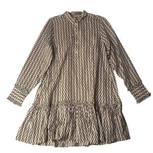 J.Crew Amelia Popover Shirt Dress Vintage Links Print Black Cream S NWT